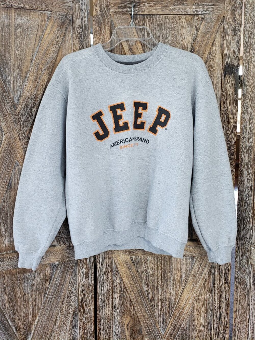 Jeep Spellout Sweatshirt Mens M Gray Heather Crew Neck Pullover Ring Spun Casual